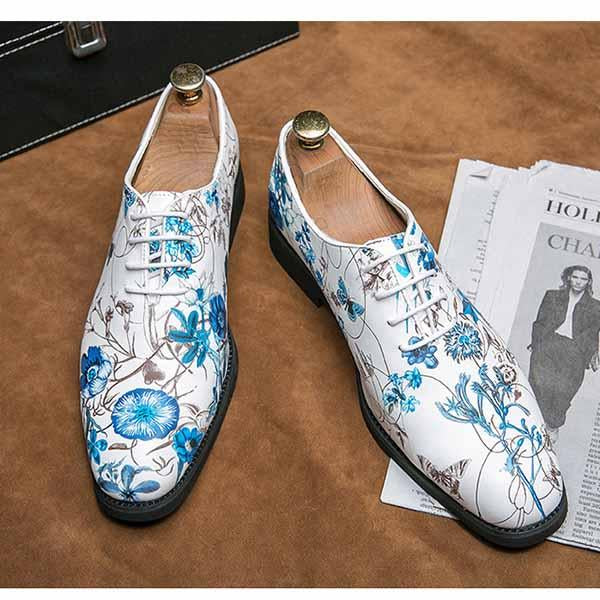 MEN'S LACE UP BUSINESS CASUAL PRINTED LEATHER SHOES 80146178YL