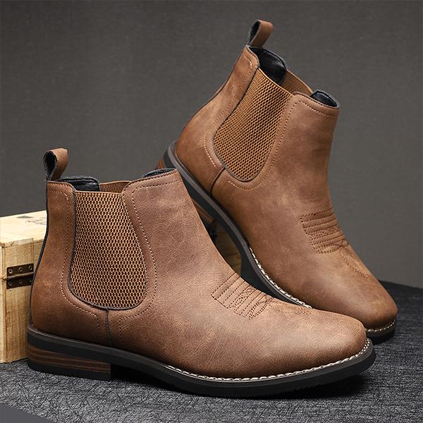 MEN'S CASUAL RETRO SLIP-ON ANKLE WESTERN BOOTS 63231438S