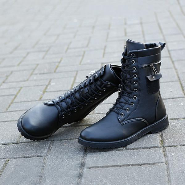 MEN'S STYLISH LACE-UP MID-CALF COMBAT BOOTS 98031417S