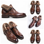 MEN'S RETRO LACE-UP FRONT LOW BOOTS WITH RAW CUFFS 42144742S