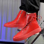 MEN'S CASUAL SHINY HIGH-TOP THICK-SOLED LACE-UP BOOTS 98144821S