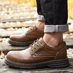 MEN'S RETRO TRENDY LACE-UP CASUAL WORK SHOES 13829634S