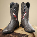 MEN'S WESTERN BOOTS WITH THICK HEEL AND FLAG PATTERN 14289234S