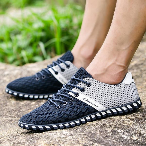 MEN'S LACE-UP MESH CONTRAST COLOR CASUAL SHOES 51544455S