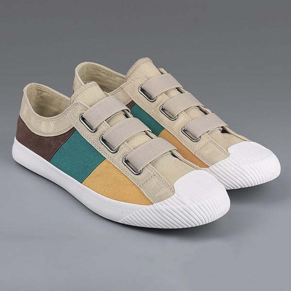 MEN'S CASUAL CONTRAST COLOR SLIP-ON CANVAS SHOES 76427249S