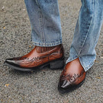 Men's Retro High Heeled Pointed Toe Cowboy Boots 62436876S