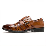 MEN'S RETRO SQUARE EMBOSSED BUCKLE MONK SHOES 26009159S