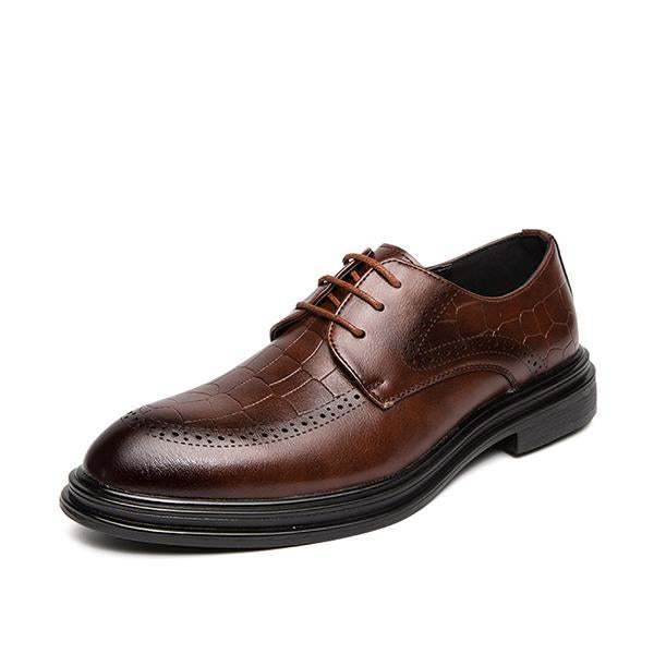 MEN'S PLAID RETRO LEATHER WEDDING SHOES 77909240YL