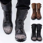 MEN'S RETRO BELT BUCKLE DECORATED LACE UP BOOTS 92575709S