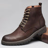 MEN'S SOLID COLOR RETRO LACE UP LEATHER BOOTS 05230372YL