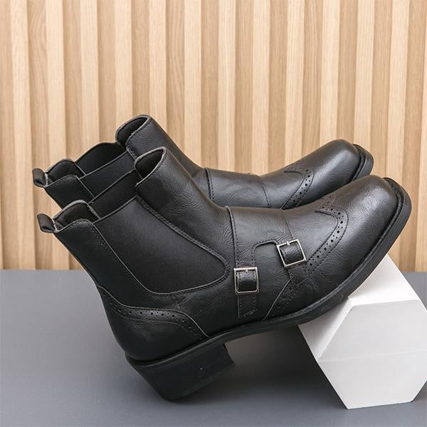 MEN'S BUSINESS CARVED SQUARE TOE WESTERN BOOTS 15993867S