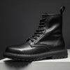 MEN'S STYLISH BLACK EIGHT-HOLE LACE-UP MOTORCYCLE BOOTS 25108579S