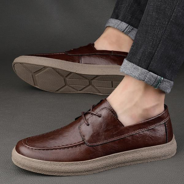 MEN'S RETRO LACE-UP CASUAL LEATHER SHOES 83370708S