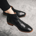 MEN'S POINTED BLACK ANKLE BOOTS 90051412YL