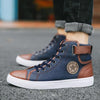 MEN'S CONTRAST COLOR LACE UP RETRO SHORT BOOTS 18053311S