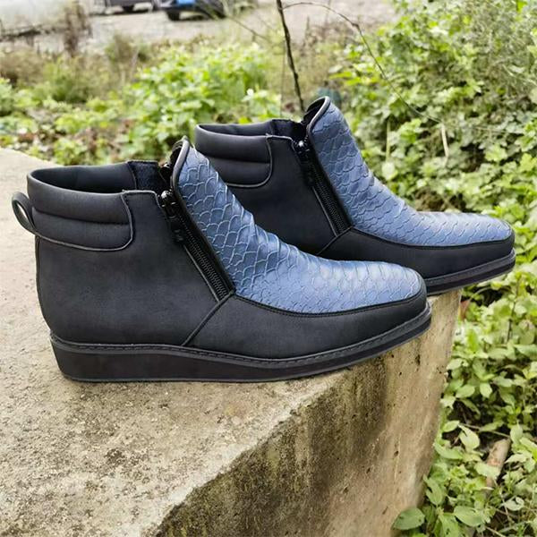 MEN'S RETRO SQUARE TOE SIDE ZIPPER ANKLE BOOTS 88698303YL