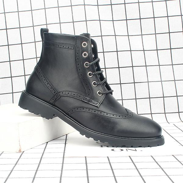 MEN'S MOTORCYCLE LACE UP RETRO SHORT BOOTS 62556197YL