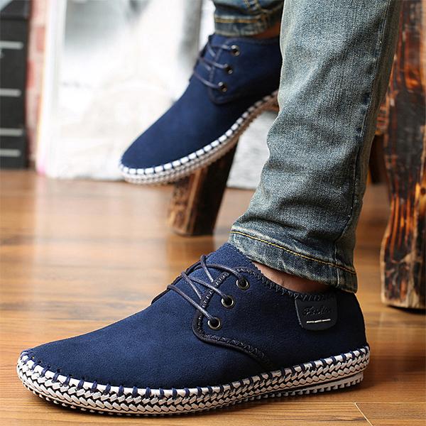 MEN'S SUEDE HAND-STITCHED LACE-UP CASUAL SHOES 53117509S