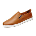 MEN'S CASUAL LOW-TOP SLIP-ON COWHIDE FLAT SHOES 97515147S