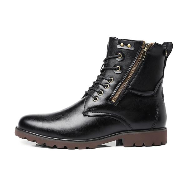 MEN'S STYLISH SIDE ZIPPER HIGH-TOP LACE-UP BOOTS 74537361S