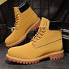 MEN'S YELLOW CASUAL ROUND TOE LACE UP BOOTS 73028877YL