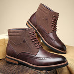 MEN'S RETRO CARVED SPLICING LACE-UP BOOTS 14362395S