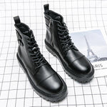 MEN'S CASUAL AND VERSATILE ZIPPER WORK LACE BOOTS 81878133S