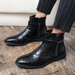 MEN'S FASHION CROCODILE PATTERN SIDE ZIPPER ANKLE BOOTS 75259248S