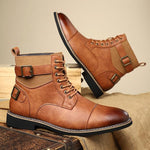 MEN'S CASUAL ANTI-SLIP BELT BUCKLE LACE UP BOOTS 07957754S