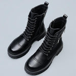 MEN'S BLACK ZIPPER DESIGN BIKER BOOTS 50198042YL