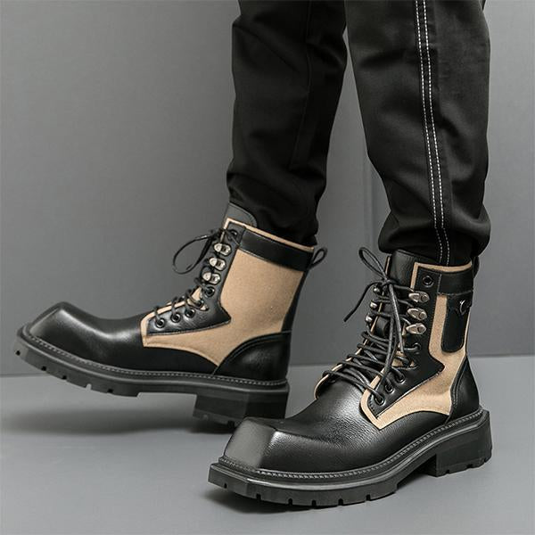 MEN'S STYLISH SQUARE TOE STREET MOTORCYCLE BOOTS 49609098S