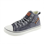 MEN'S CASUAL WASHED DENIM HIGH-TOP CANVAS SHOES 72208681S