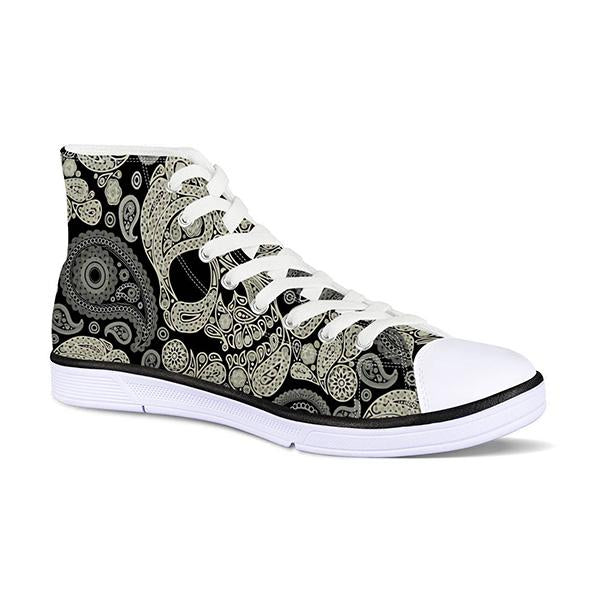 MEN'S HALLOWEEN SKELETON LACE CANVAS CASUAL SHOES 51483419YL