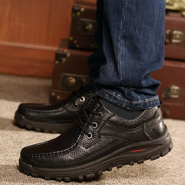 MEN'S RETRO CASUAL PLUSH LACE-UP LEATHER SHOES 25830857S