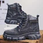 MEN'S RETRO DENIM THICK SOLE WORK STYLE BOOTS 62269045S