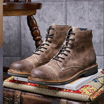 MEN'S RETRO CASUAL ROUND TOE LACE-UP BOOTS 62904948S