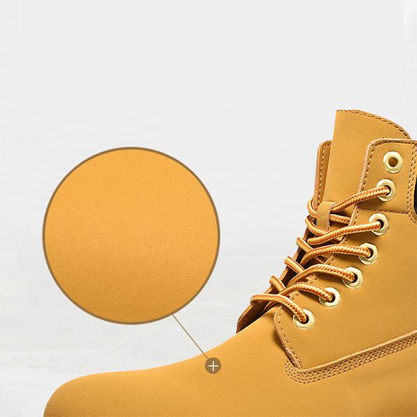 MEN'S YELLOW CASUAL ROUND TOE LACE UP BOOTS 73028877YL