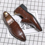 MEN'S POINTED RETRO FORMAL LEATHER SHOES 17712140YL