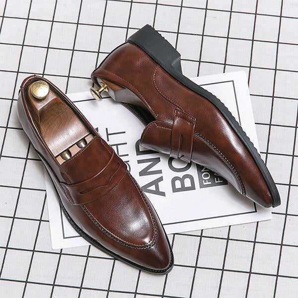 MEN'S POINTED RETRO FORMAL LEATHER SHOES 17712140YL