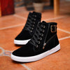 MEN'S BELT BUCKLE LACE-UP HIGH-TOP CASUAL SHOES 42210186S