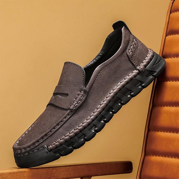 MEN'S HANDMADE STITCHING CASUAL LEATHER LOAFERS 87423750YL