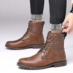 MEN'S STYLISH SIDE ZIPPER HIGH-TOP LACE-UP BOOTS 74537361S