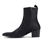 MEN'S FASHIONABLE BLACK POINTED SHORT BOOTS 03473918YL