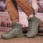 MEN'S GREEN LACE UP OUTDOOR HIKING BOOTS 91678971YL