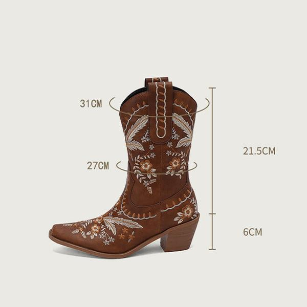 MEN'S POINTED RETRO EMBROIDERED BOOTS 14016538YL