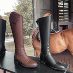 MEN'S RETRO BACK ZIP KNEE-HIGH EQUESTRIAN  BOOTS 75864943S