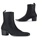 MEN'S FASHIONABLE BLACK POINTED SHORT BOOTS 03473918YL