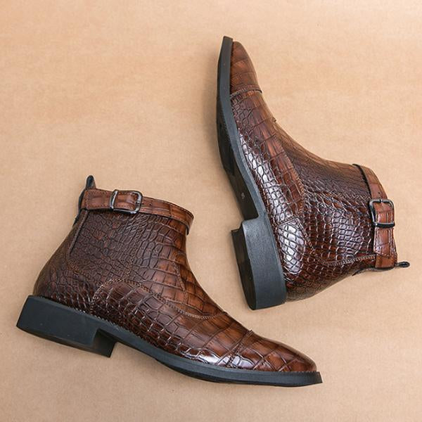 MEN'S FASHION CROCODILE PATTERN BUSINESS CHELSEA BOOTS 06439005S