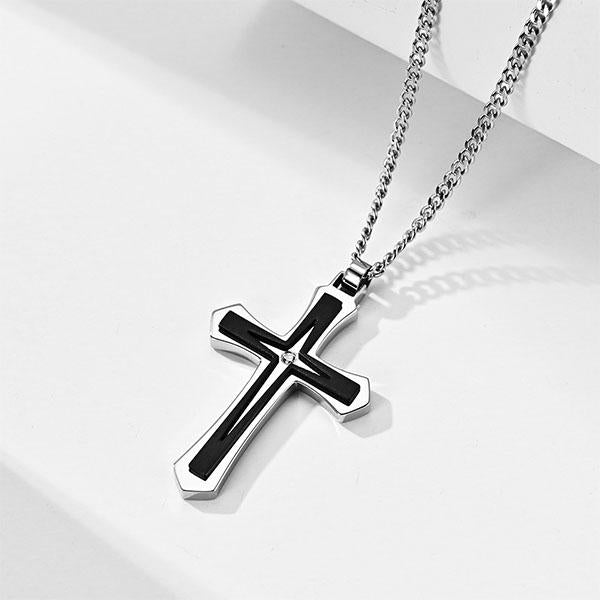 MEN'S TITANIUM STEEL CASUAL CROSS NECKLACE 31311820YL