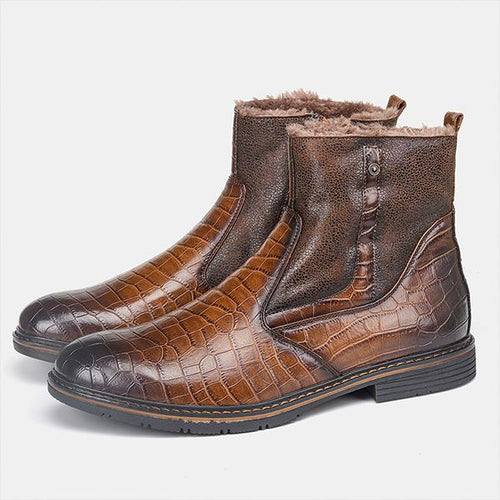 MEN'S RETRO STONE PATTERN WARM COTTON BOOTS 99545698S